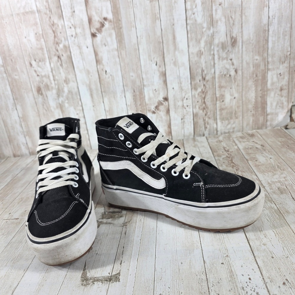 Vans Sk8-Hi Stacked Black White Platform High Top Sneakers Womens 8.5 500714 - Picture 6 of 8